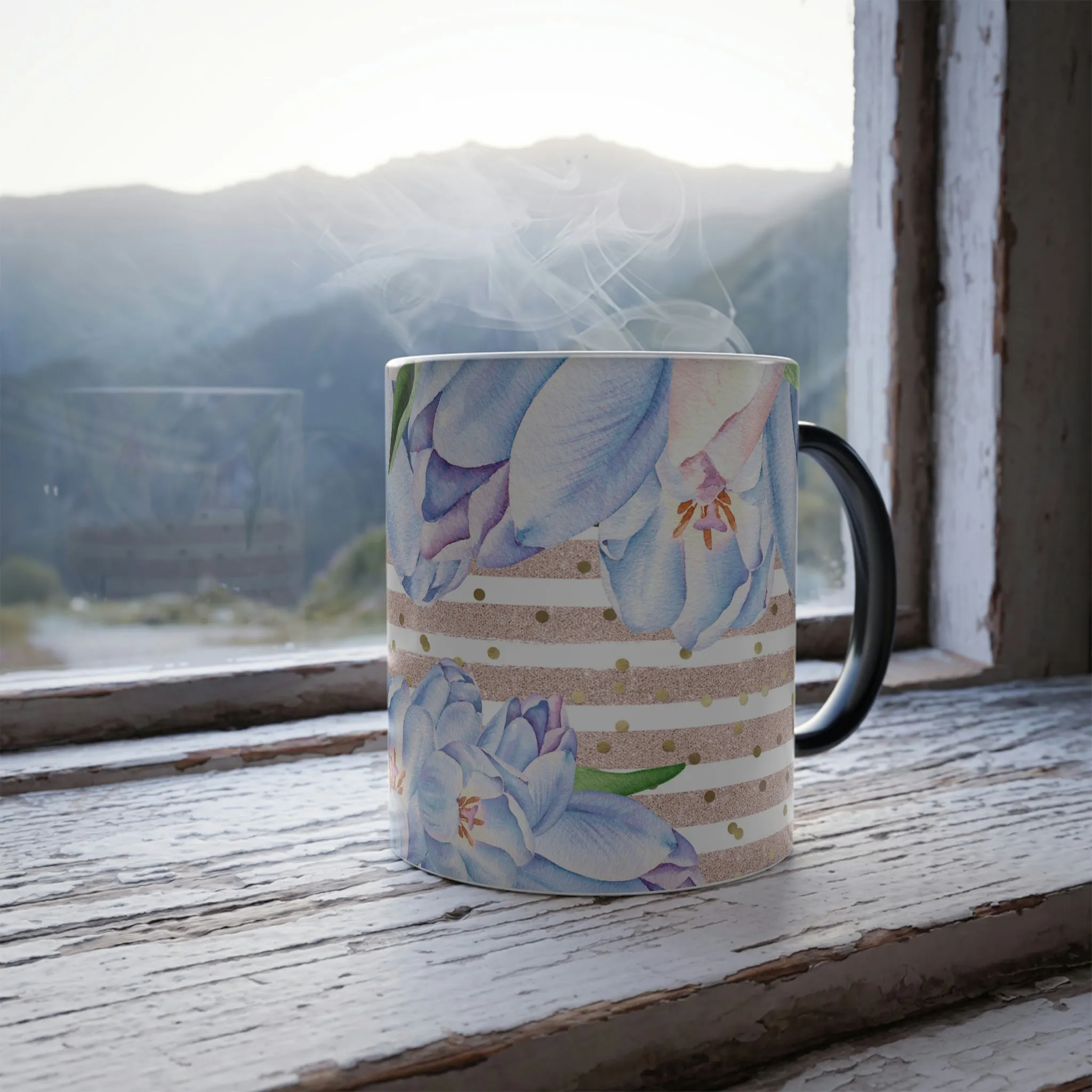 Blue flowers 11oz Color Morphing Mug