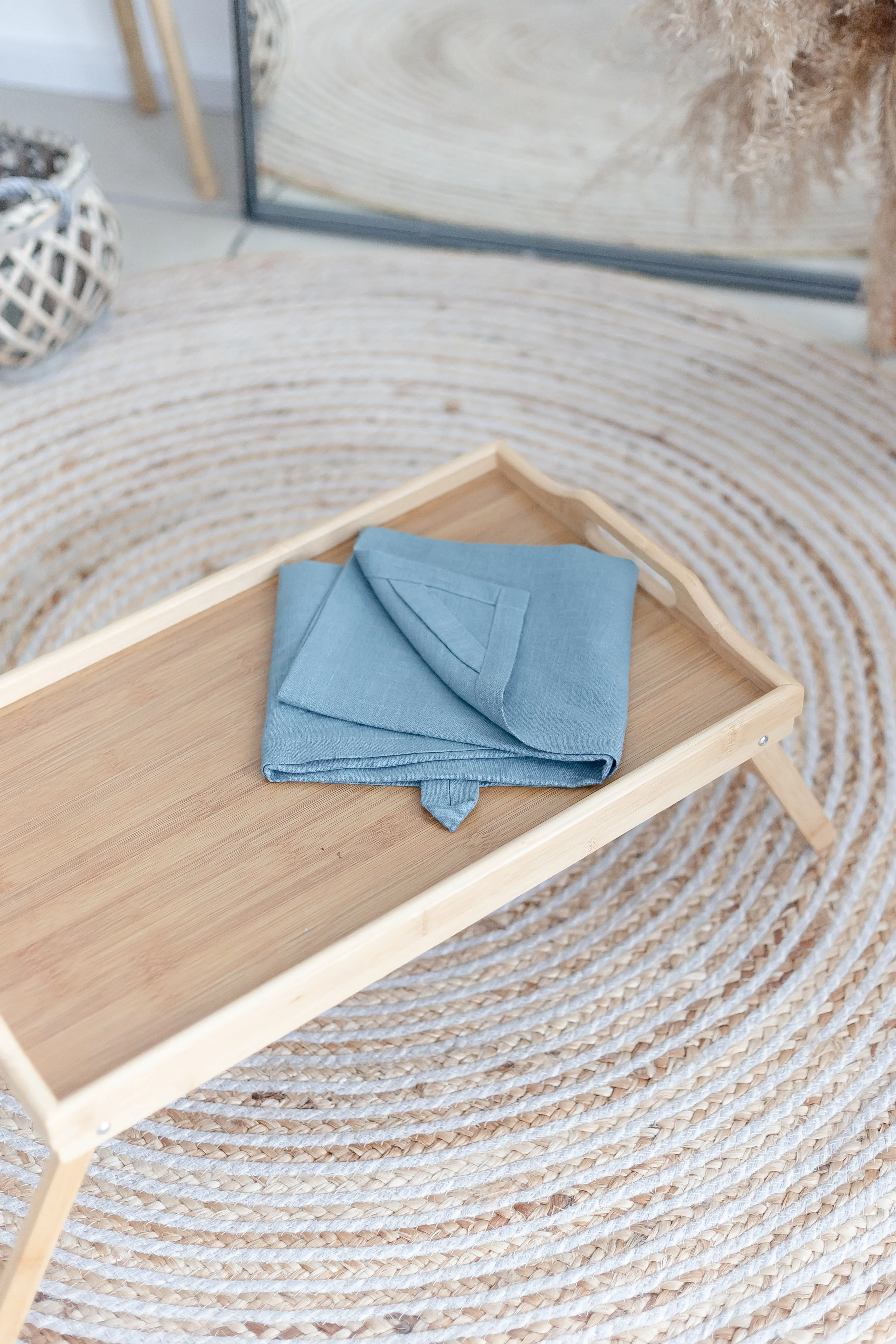 Blue Grey Linen Kitchen Towel