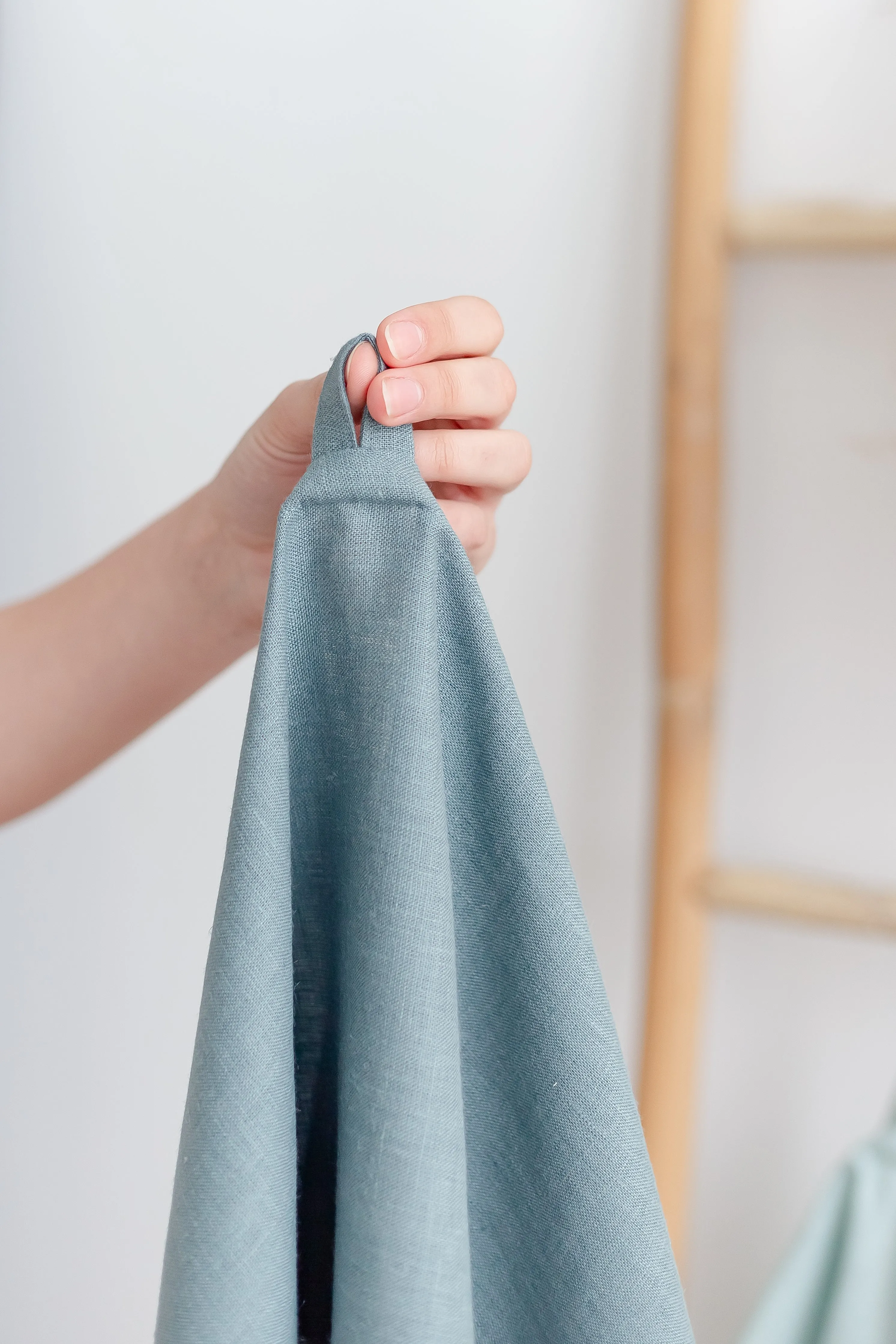 Blue Grey Linen Kitchen Towel