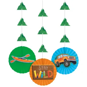 Bulk Outdoor Adventure Hanging Decor w/ Cutouts and Paper Fans (36 per Case)