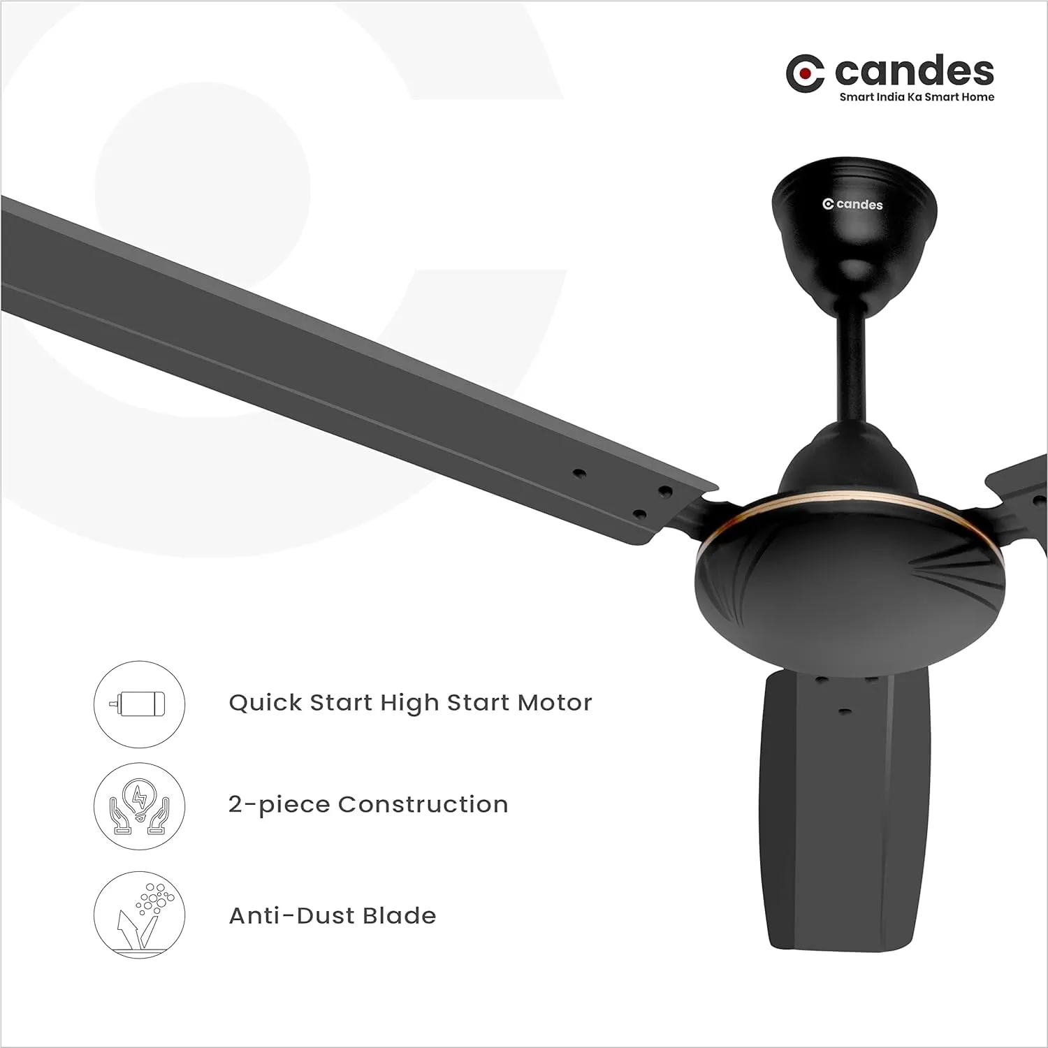 Candes Brisk Ceiling Fans For Home 1200Mm / 48 Inch | Bee 3 stars Rated, High Air Delivery, Noiseless & Energy Efficient | 1 1 Years Warranty | Coffee Brown