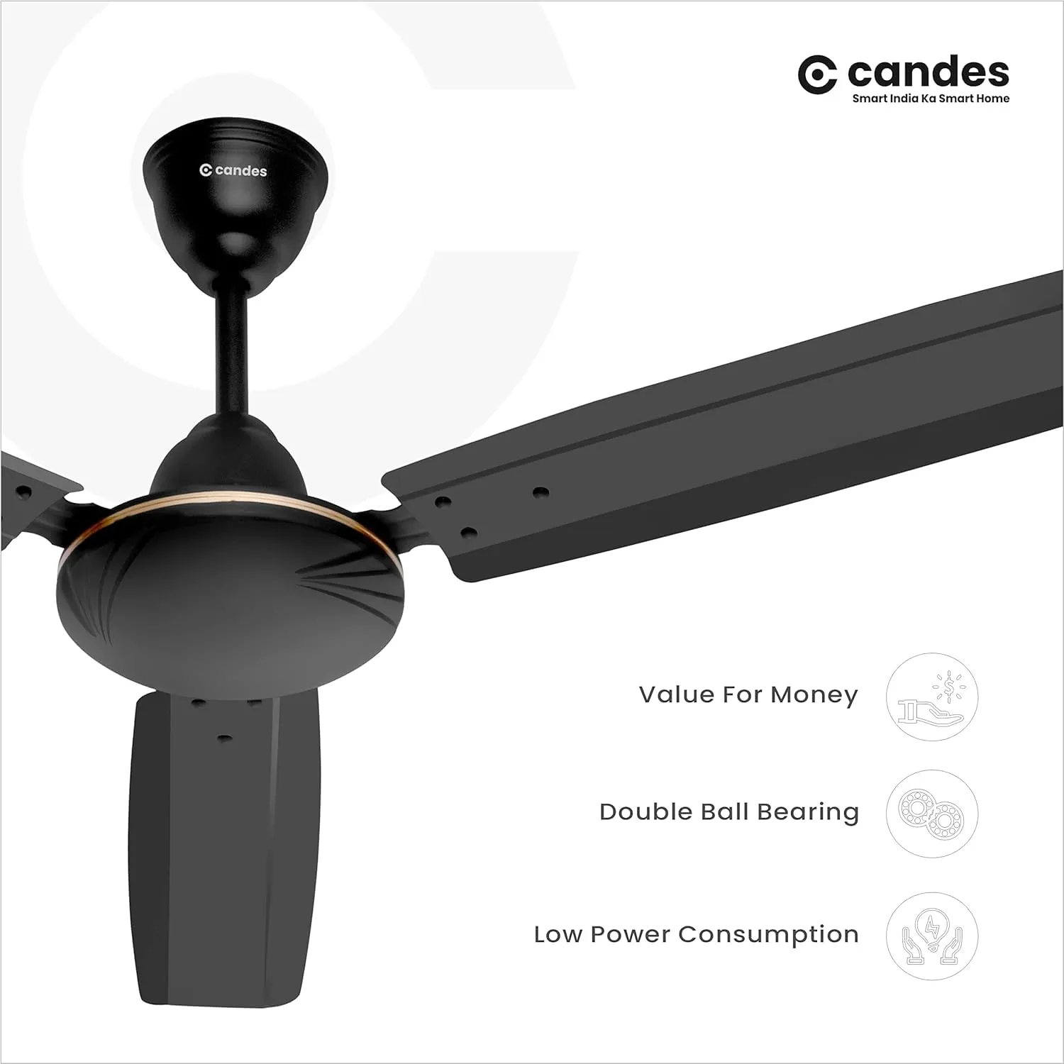 Candes Brisk Ceiling Fans For Home 1200Mm / 48 Inch | Bee 3 stars Rated, High Air Delivery, Noiseless & Energy Efficient | 1 1 Years Warranty | Coffee Brown