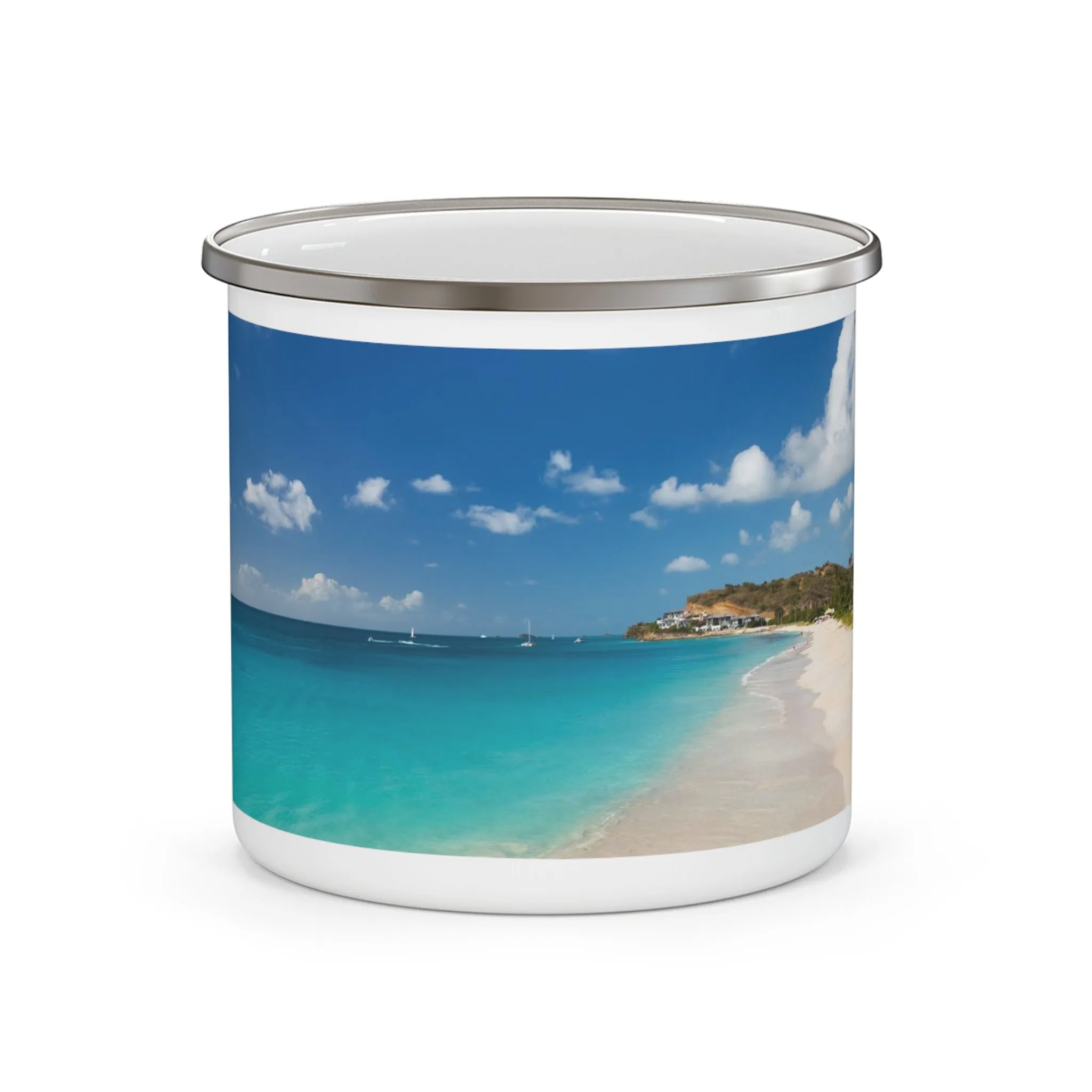 Caribbean Beach Vibes, Enamel Camp Mug – Durable, 12oz, Gift, Cruise, Souvenir, Travel, Keepsake