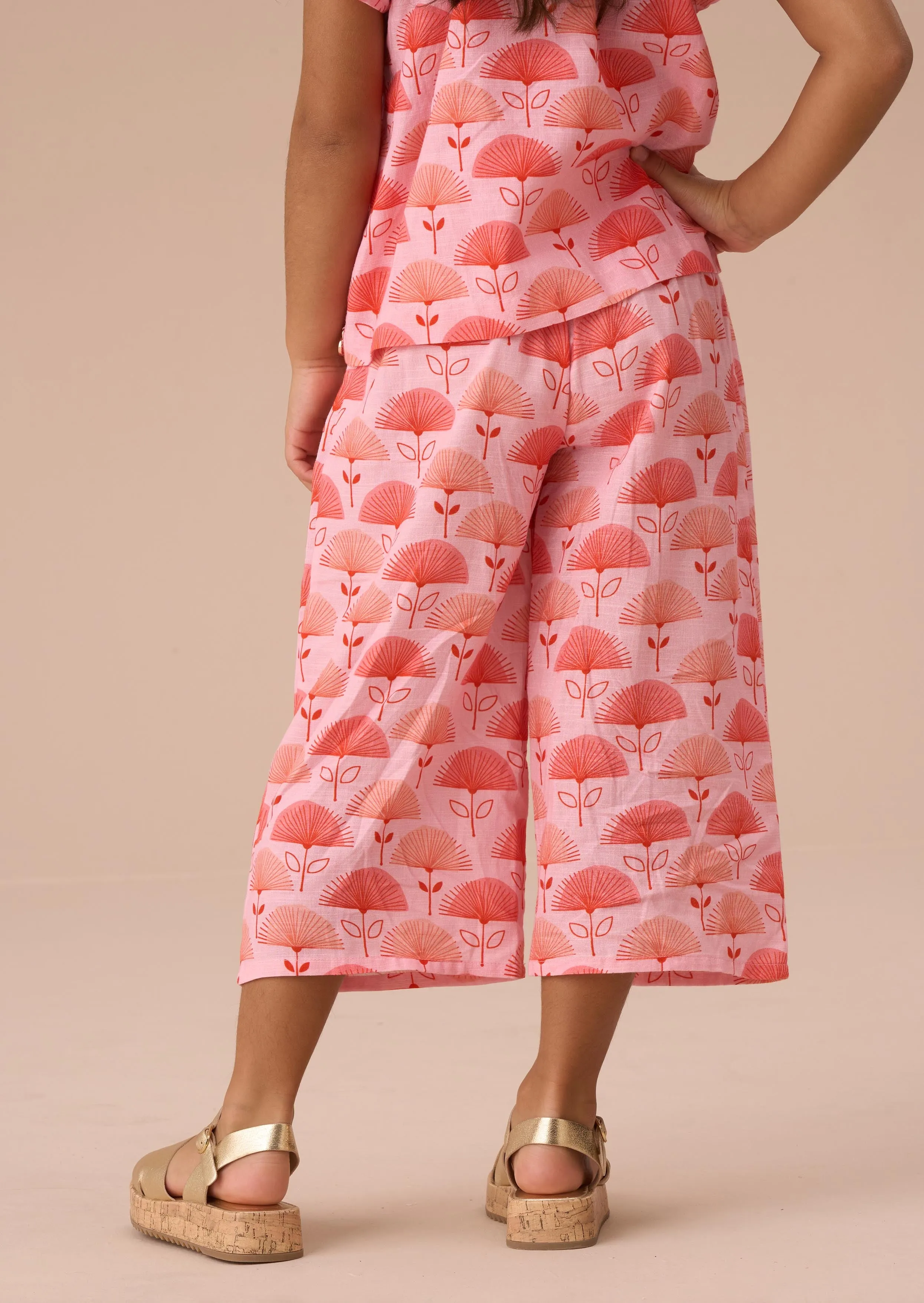 Carman Pink Fan Floral Trousers