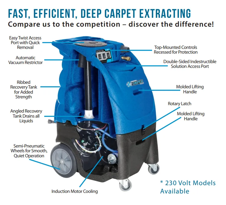 Carpet Extractor | Sandia Sniper 80-2500-H, 12 Gallon, 500 PSI, Hot Water