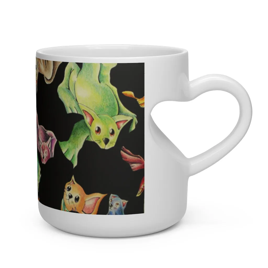 Cat Pattern Heart Shape Mug