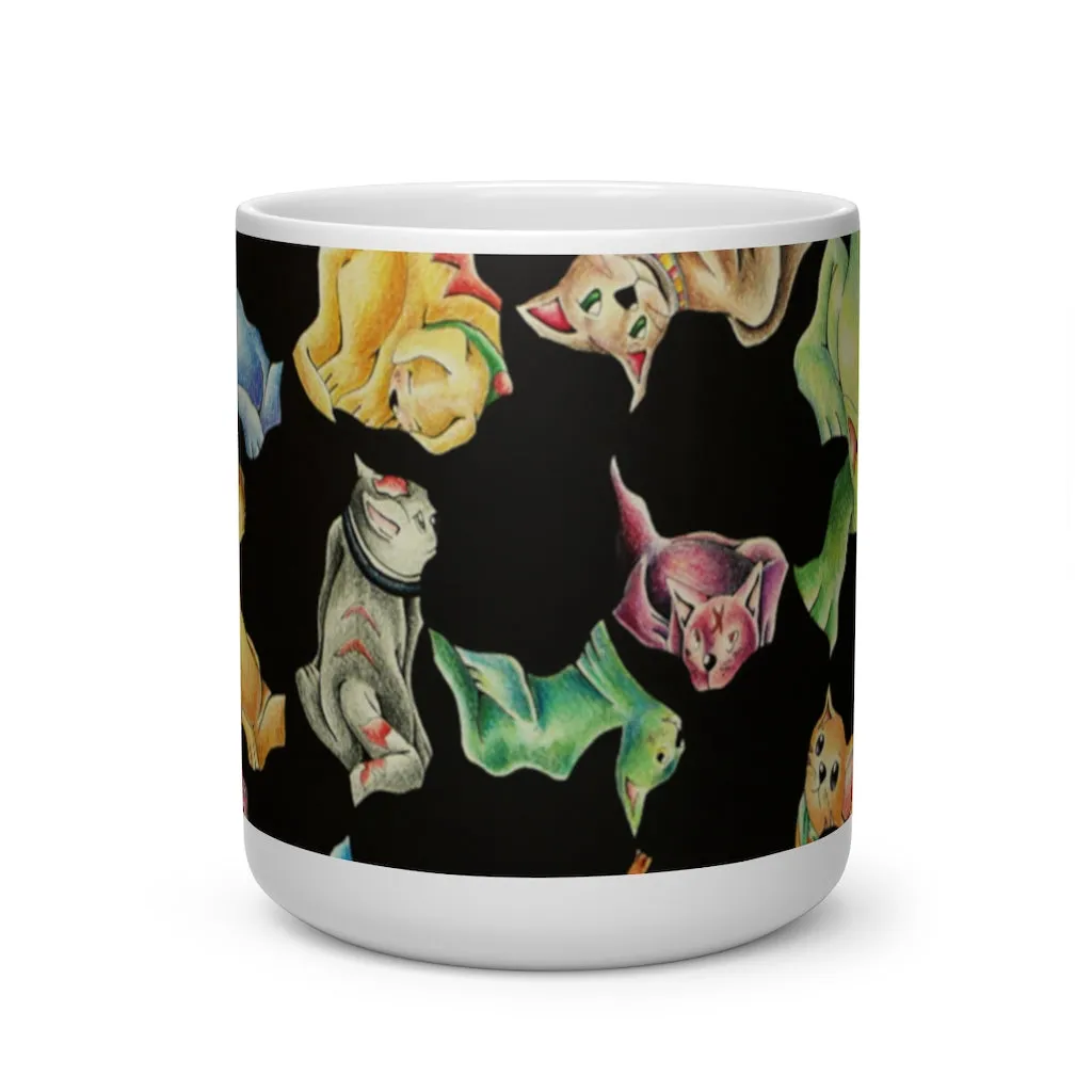 Cat Pattern Heart Shape Mug