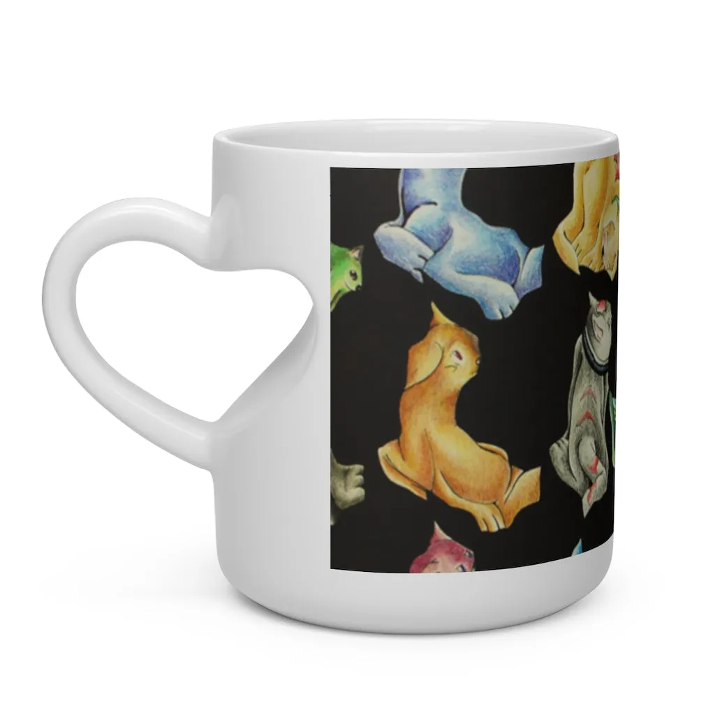 Cat Pattern Heart Shape Mug