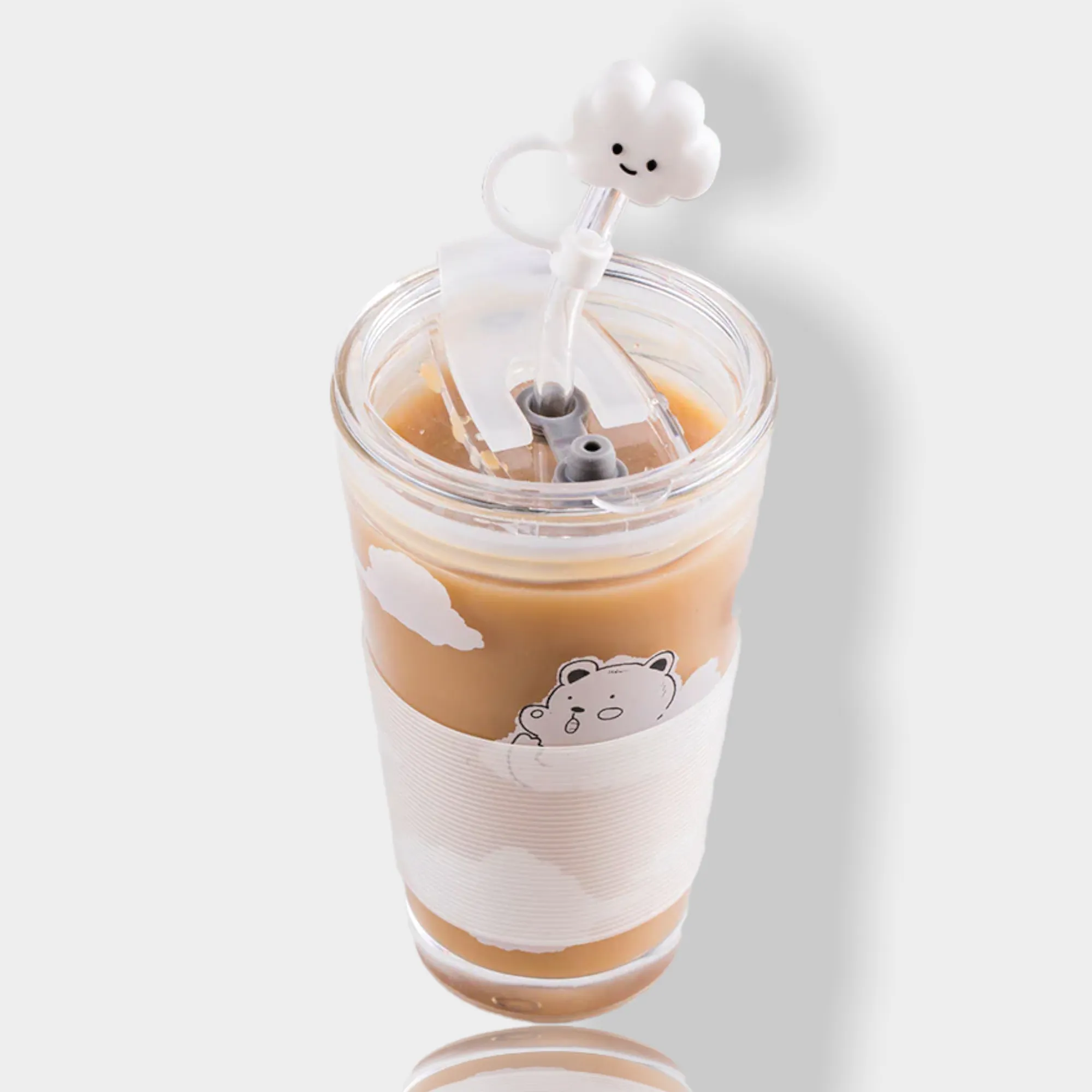 Cloud Bear Glass Travel Cup