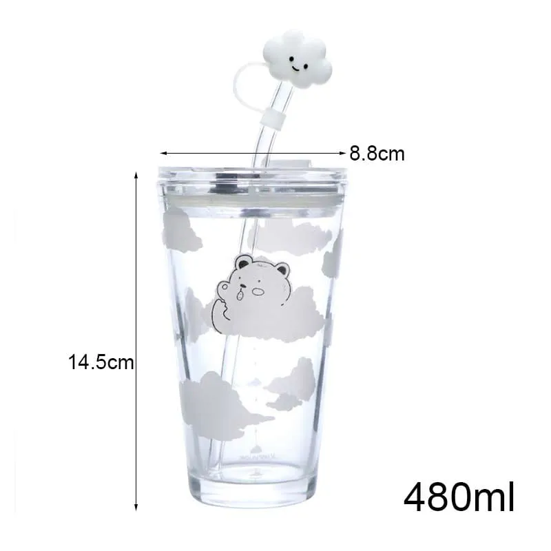 Cloud Bear Glass Travel Cup