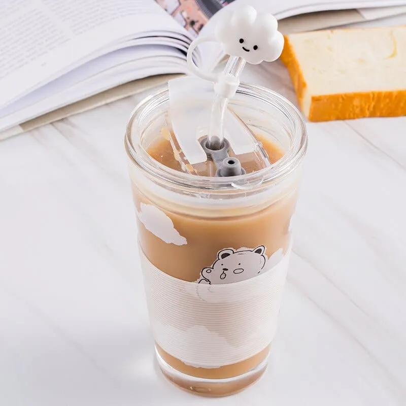 Cloud Bear Glass Travel Cup