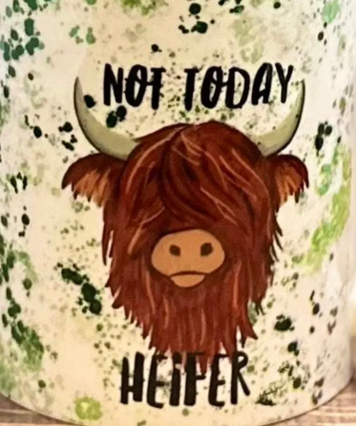 Colorful Coo Not Today Heifer or Not in the Mood 16oz Frosted Beer Can Glass with Bamboo Lid and Straw