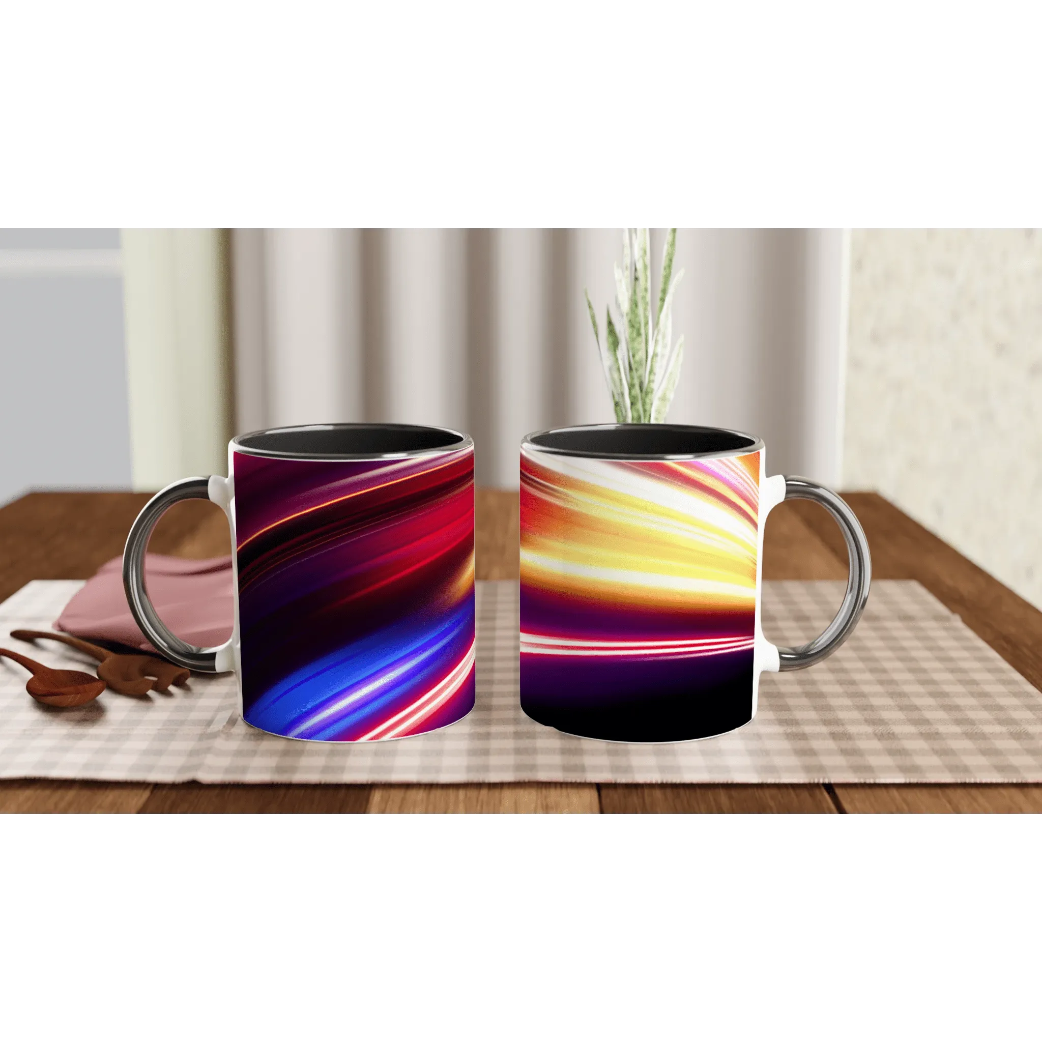 Colorful Wave in Black Ceramic Mug