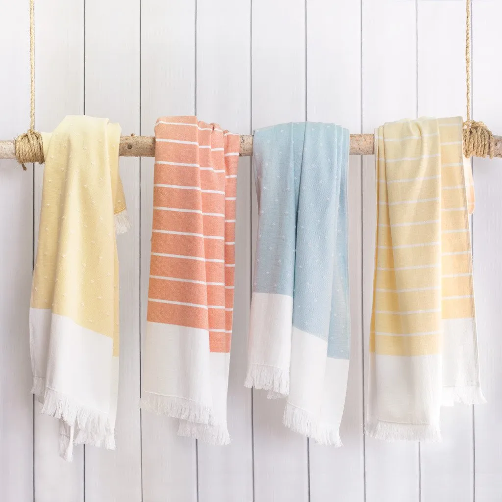 Coral Stripe Fouta Towel Resort Bundle (4 Wash   4 Hand   4 Bath Towels   2 Bath Sheets)