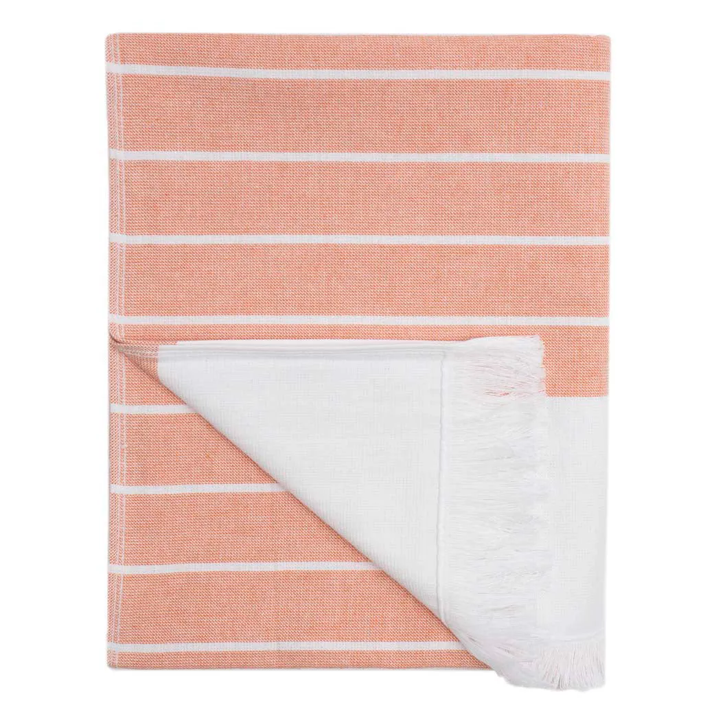 Coral Stripe Fouta Towel Resort Bundle (4 Wash   4 Hand   4 Bath Towels   2 Bath Sheets)