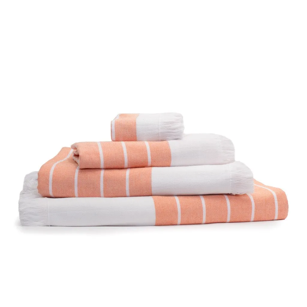 Coral Stripe Fouta Towel Resort Bundle (4 Wash   4 Hand   4 Bath Towels   2 Bath Sheets)