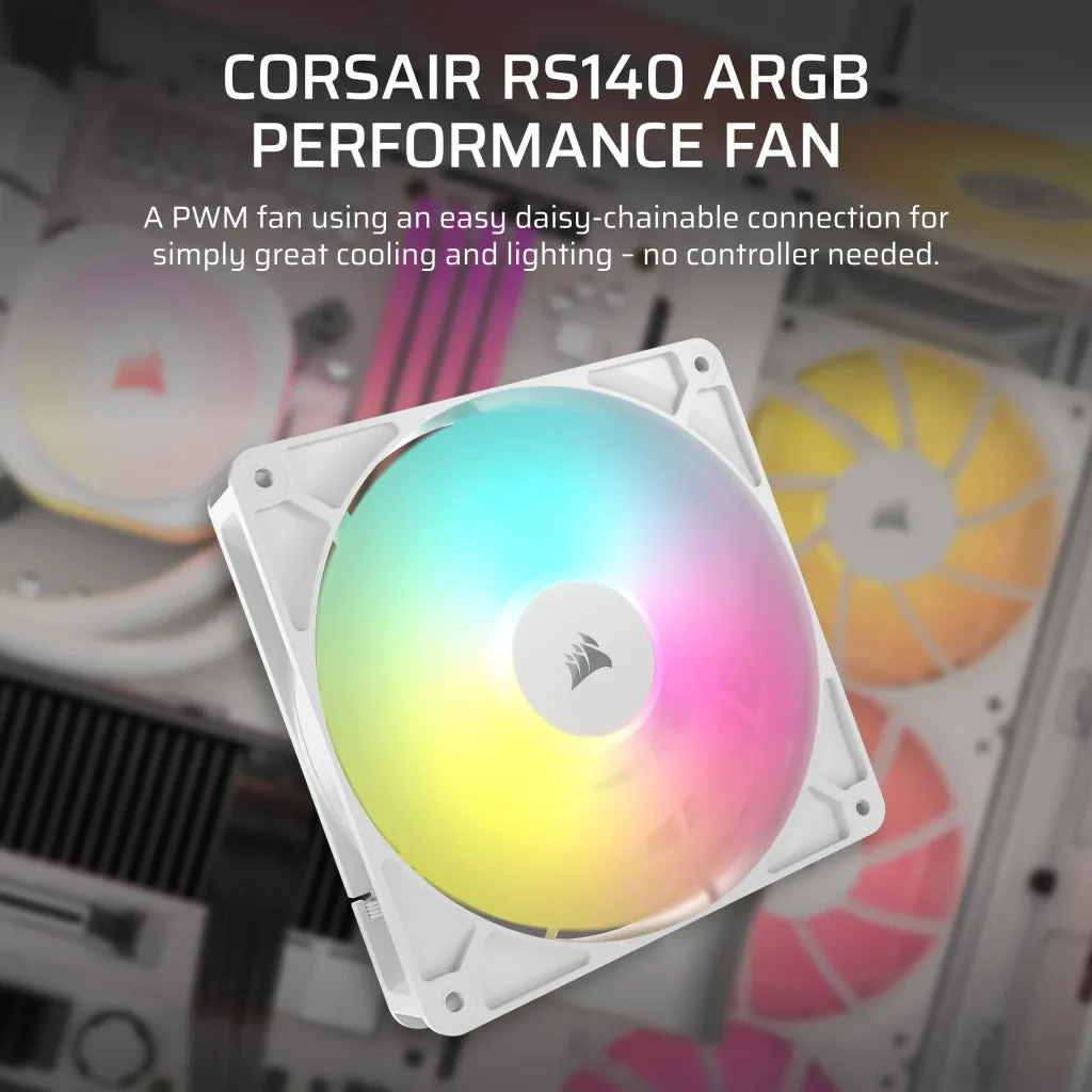 Corsair RS140 ARGB White 140mm PWM PC Case Fan (CO-9050186-WW)