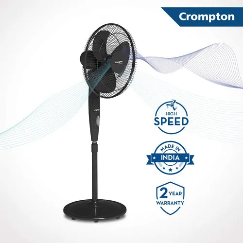 Crompton High Speed Torpedo 400MM Pedestal Fan (Black)