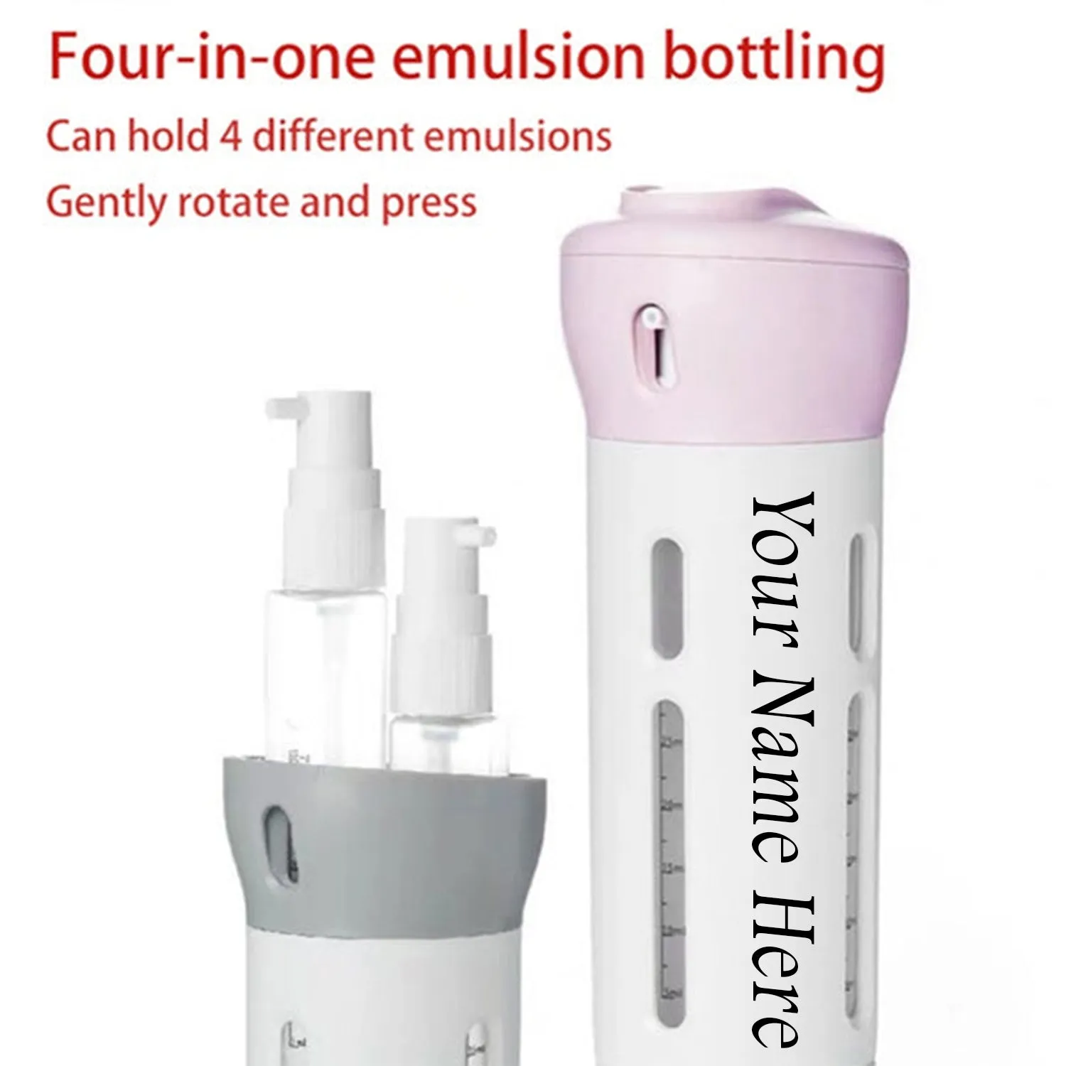 Customize 4 in 1 Travel Dispenser Bottle Set Travel Refillable Cosmetic Containers Set