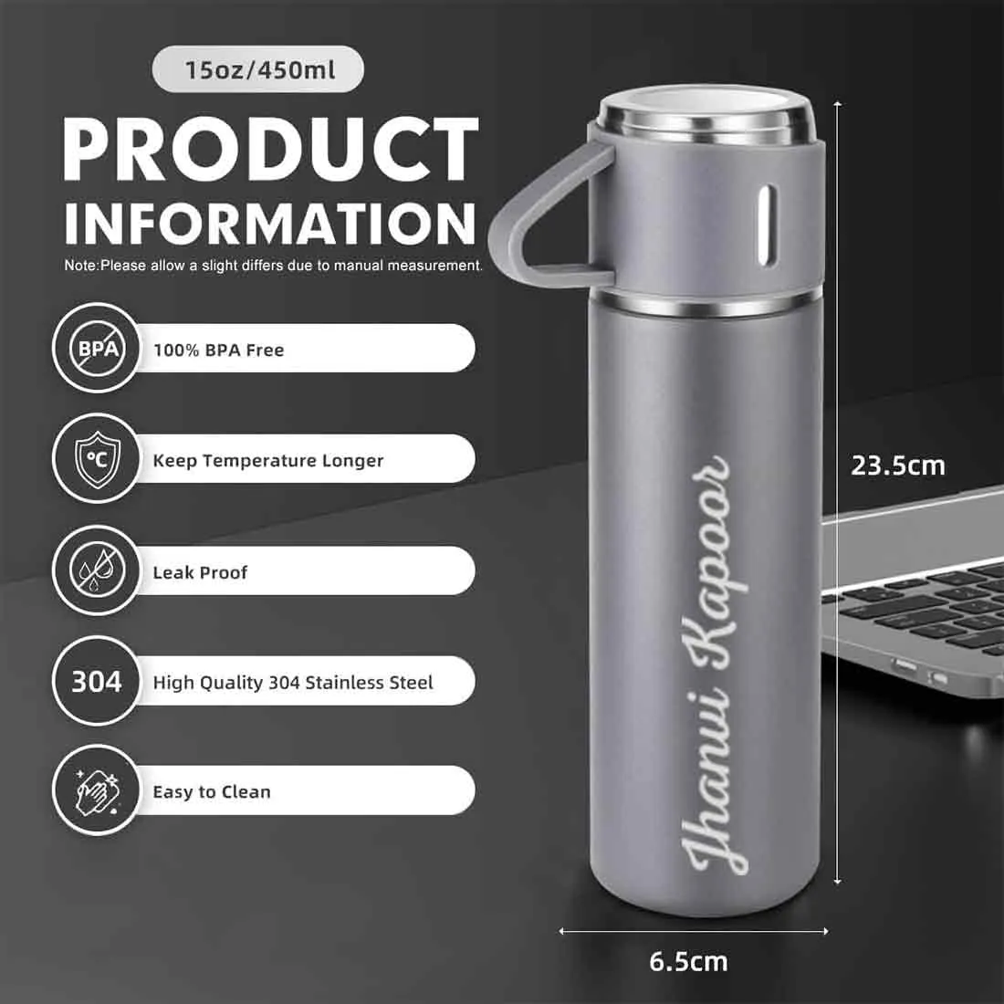 Customized Thermos Coffee Cup Flask Travel Gift Box Stainless Steel - Add Full Name