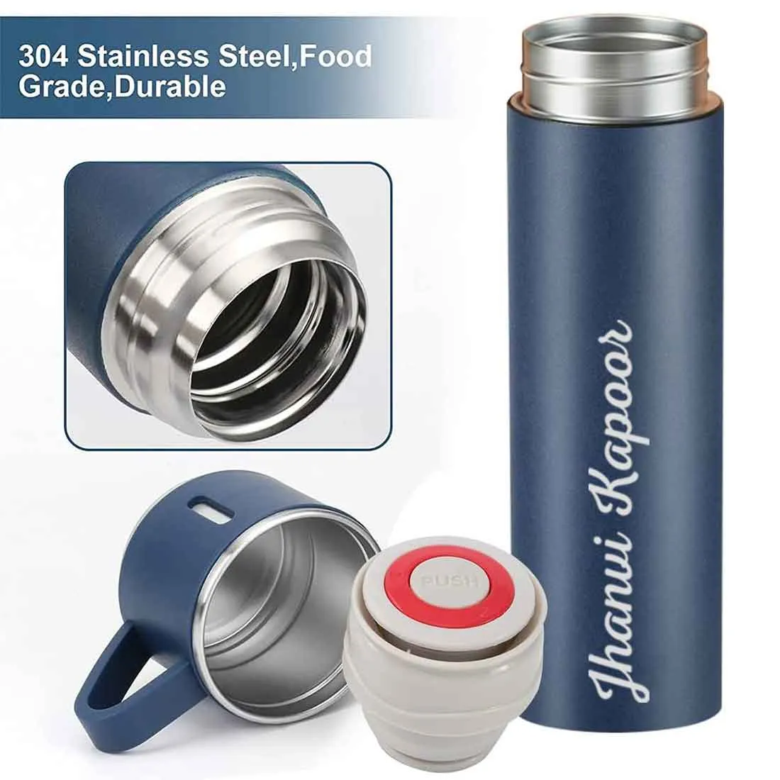 Customized Thermos Coffee Cup Flask Travel Gift Box Stainless Steel - Add Full Name