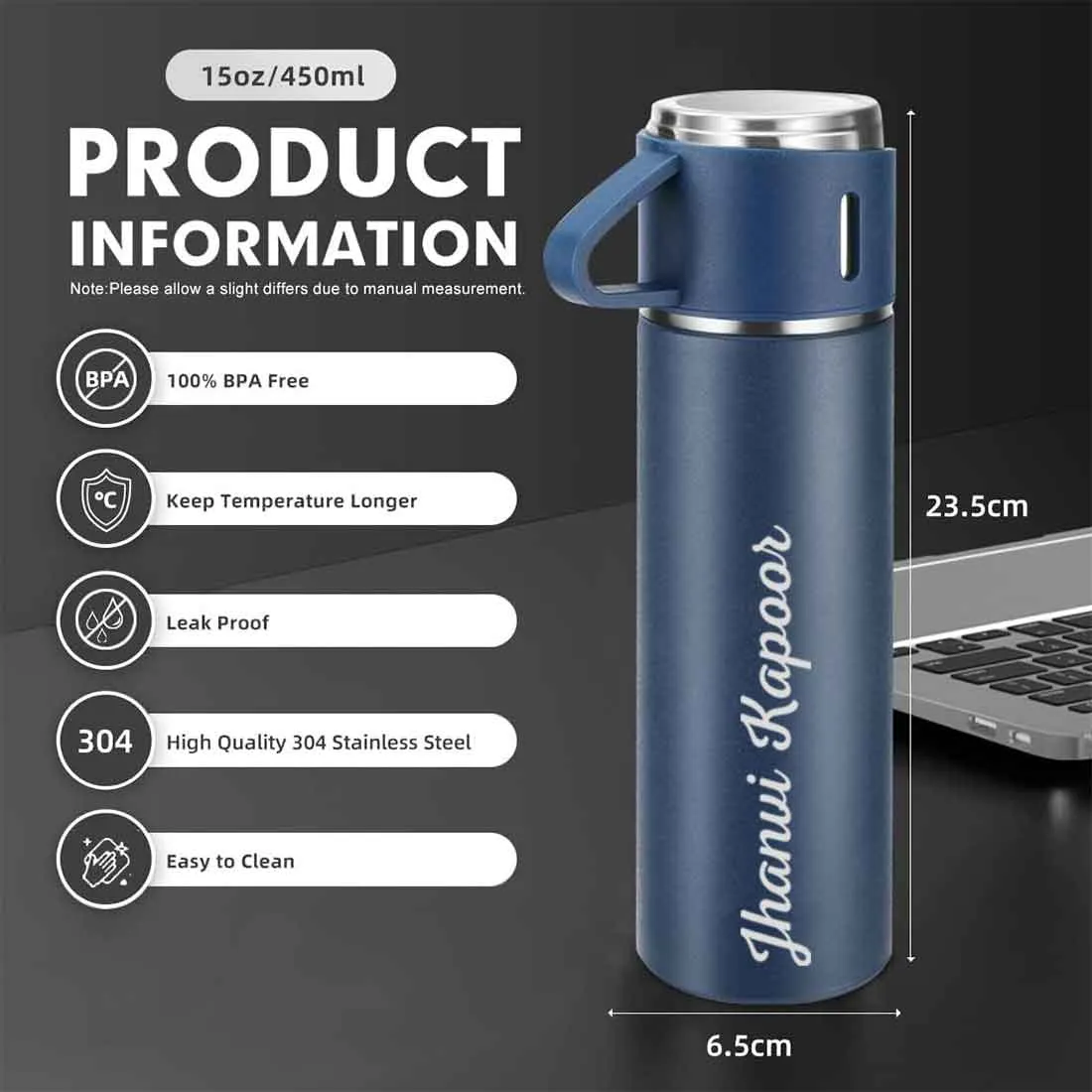 Customized Thermos Coffee Cup Flask Travel Gift Box Stainless Steel - Add Full Name