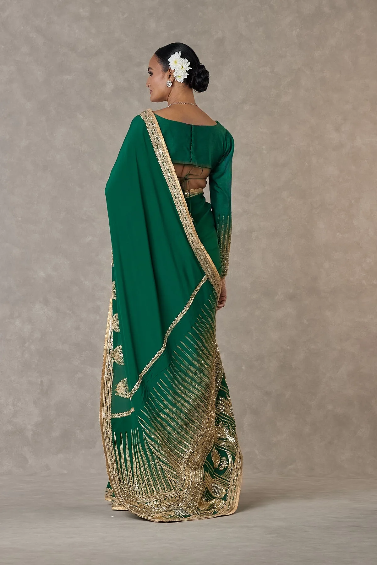 Dark Green 'Son-Patti' Saree