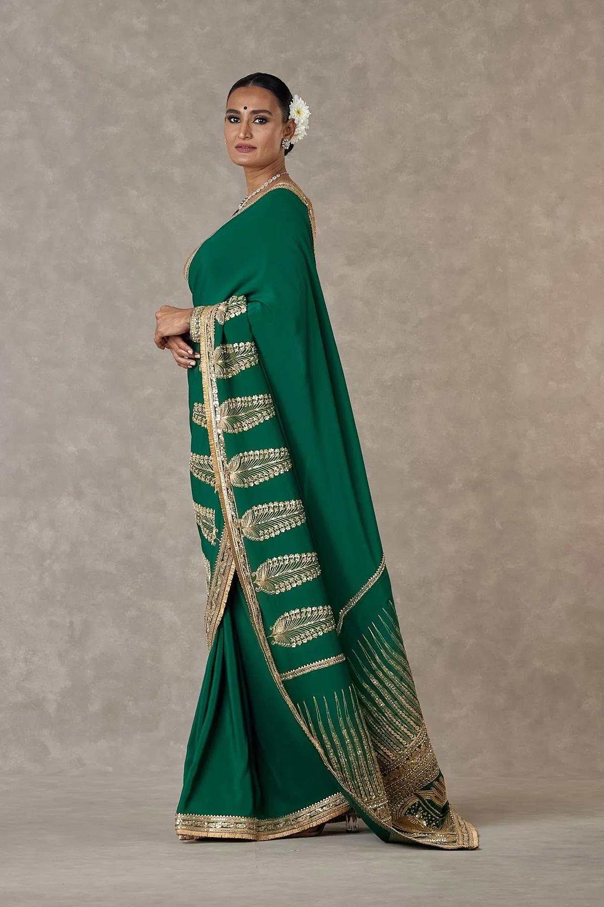 Dark Green 'Son-Patti' Saree