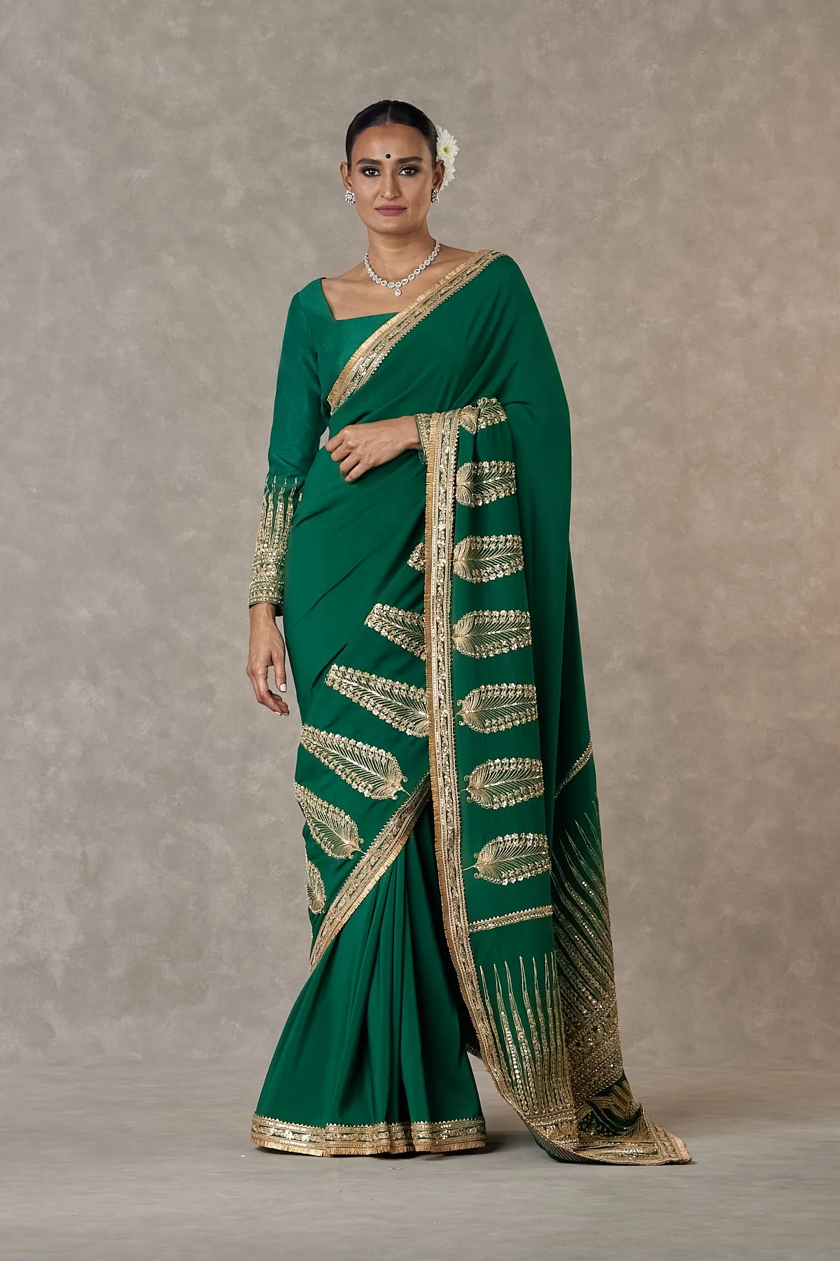 Dark Green 'Son-Patti' Saree