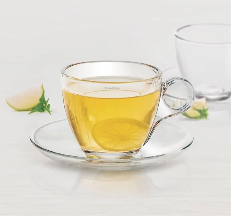 Delisoga Modern Transparent Plain Glass Tea Cup Set