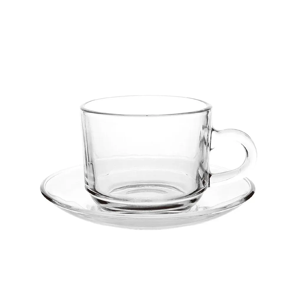 Delisoga Modern Transparent Plain Glass Tea Cup Set