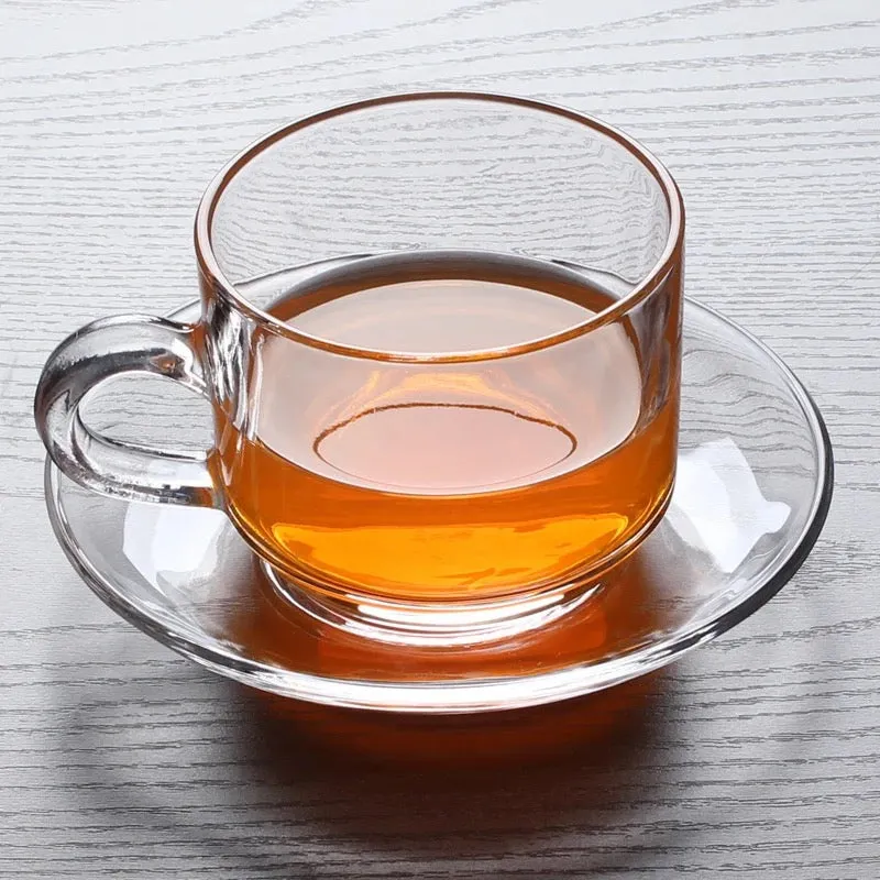 Delisoga Modern Transparent Plain Glass Tea Cup Set