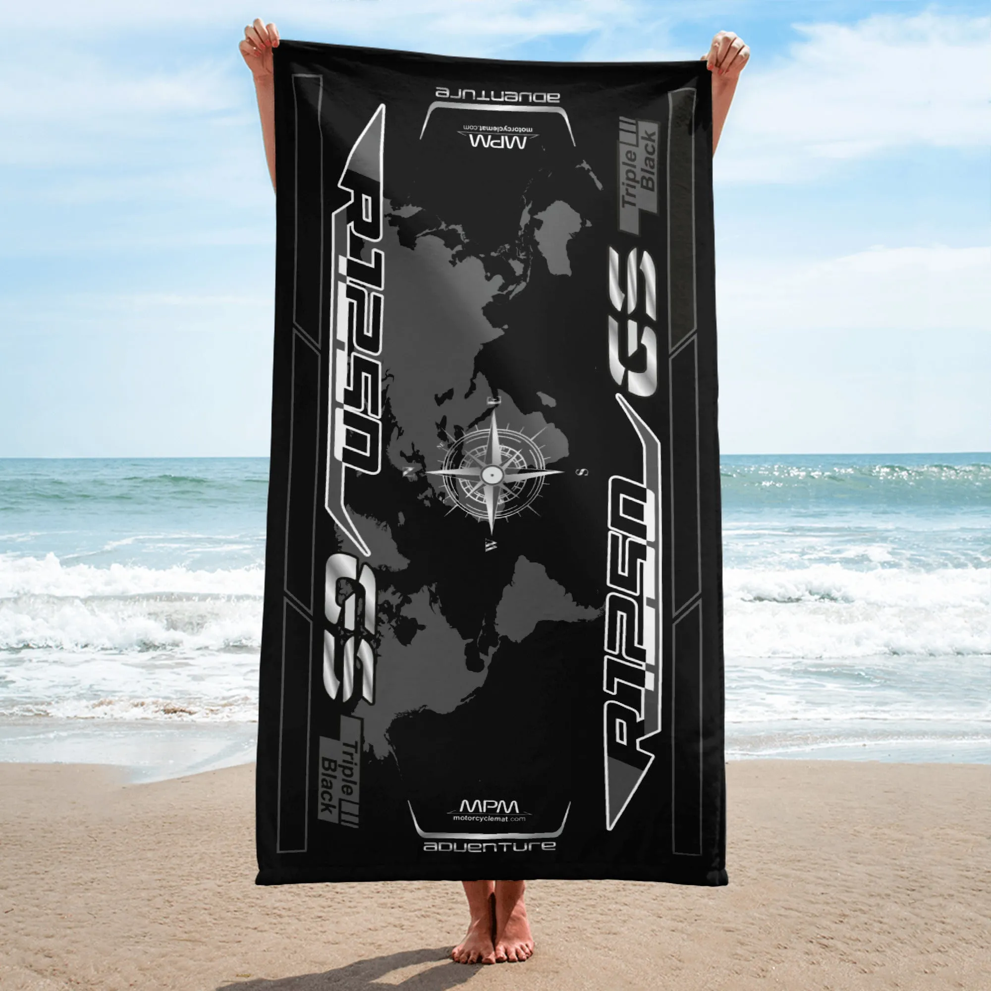 Designed Beach Towel Inspired by BMW R1250GS Triple Black Motorcycle Model - MM9247