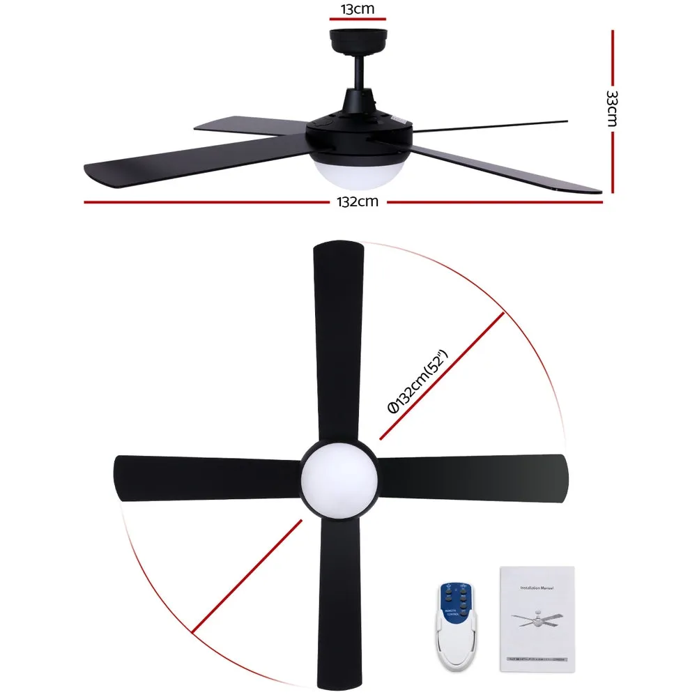 Devanti 52'' Ceiling Fan AC Motor w/Light w/Remote - Black