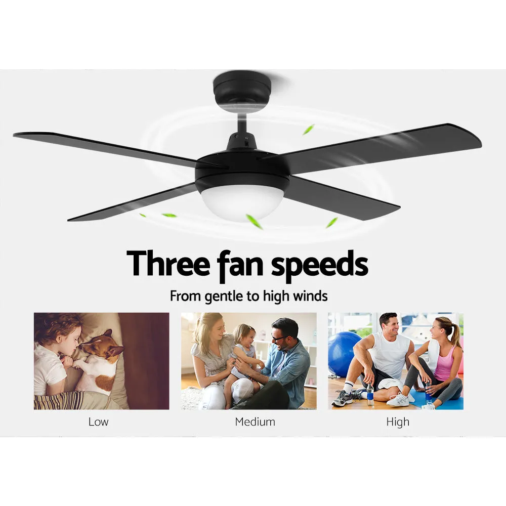 Devanti 52'' Ceiling Fan AC Motor w/Light w/Remote - Black