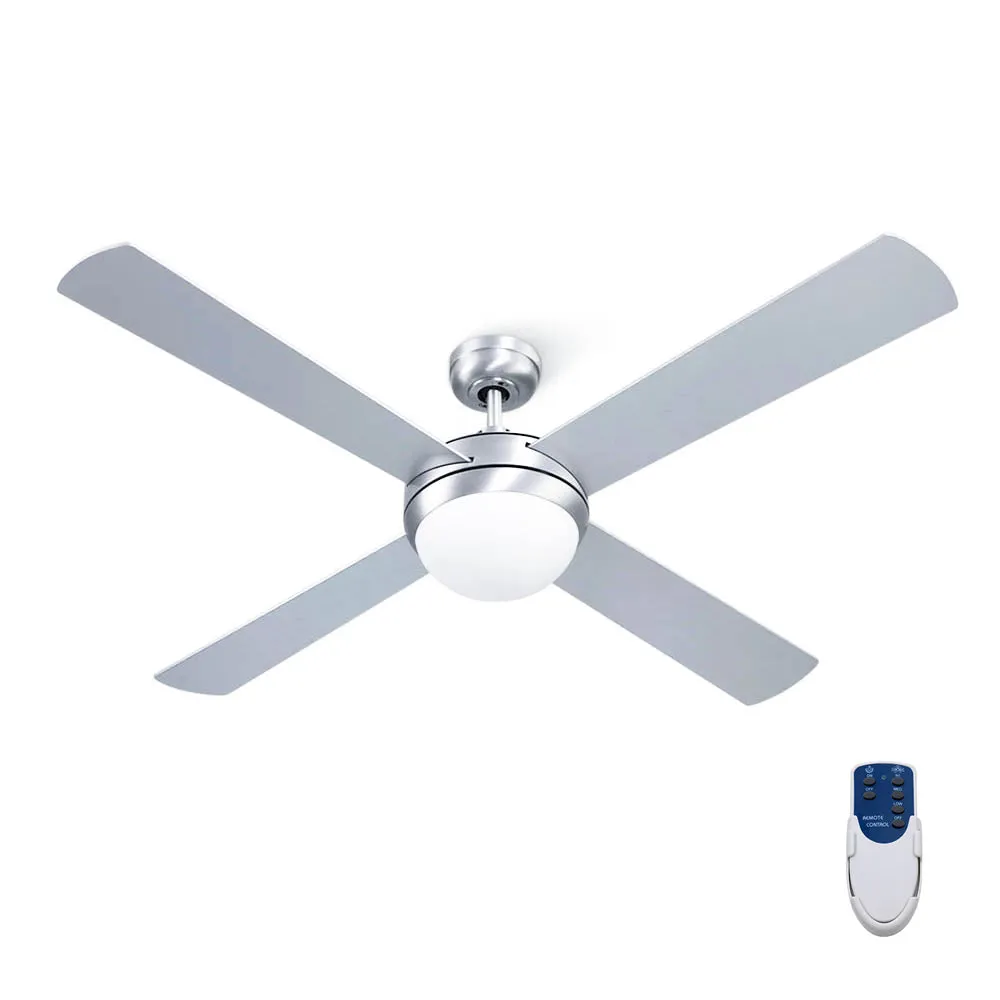 Devanti 52'' Ceiling Fan AC Motor w/Light w/Remote - Silver