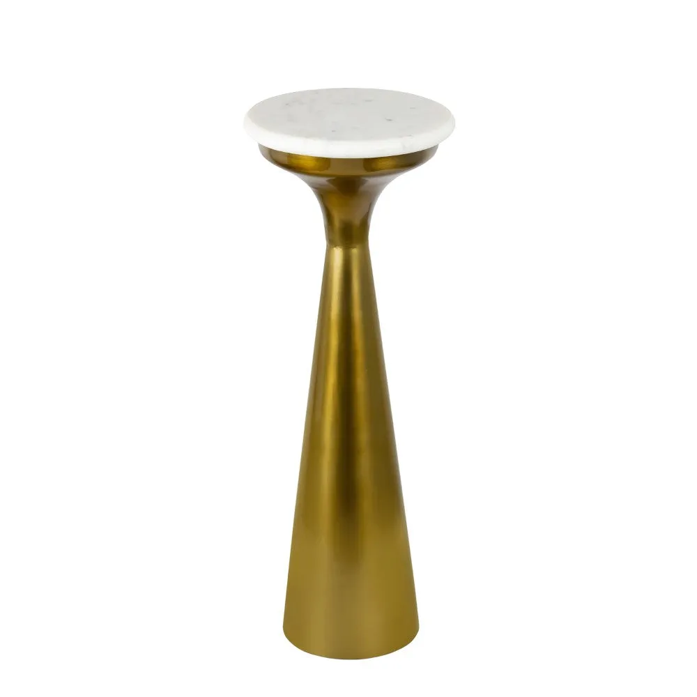 Dew 22.25" Mid-Century Glam Retro Metal Drink Table with Marble Top