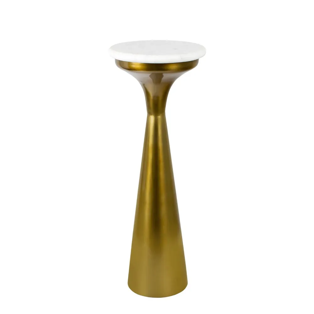 Dew 22.25" Mid-Century Glam Retro Metal Drink Table with Marble Top