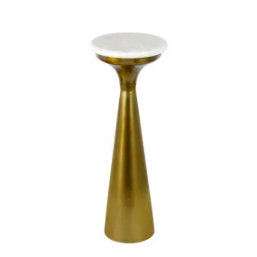 Dew 22.25" Mid-Century Glam Retro Metal Drink Table with Marble Top