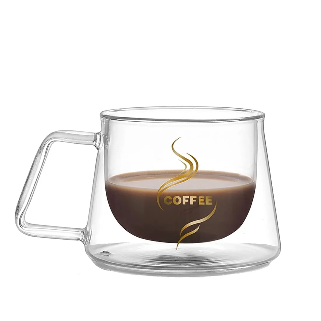 DOUBLE WALL TRANSPARENT CLEAR GLASS COFFEE TEA CUP 200ML - PACK OF 6