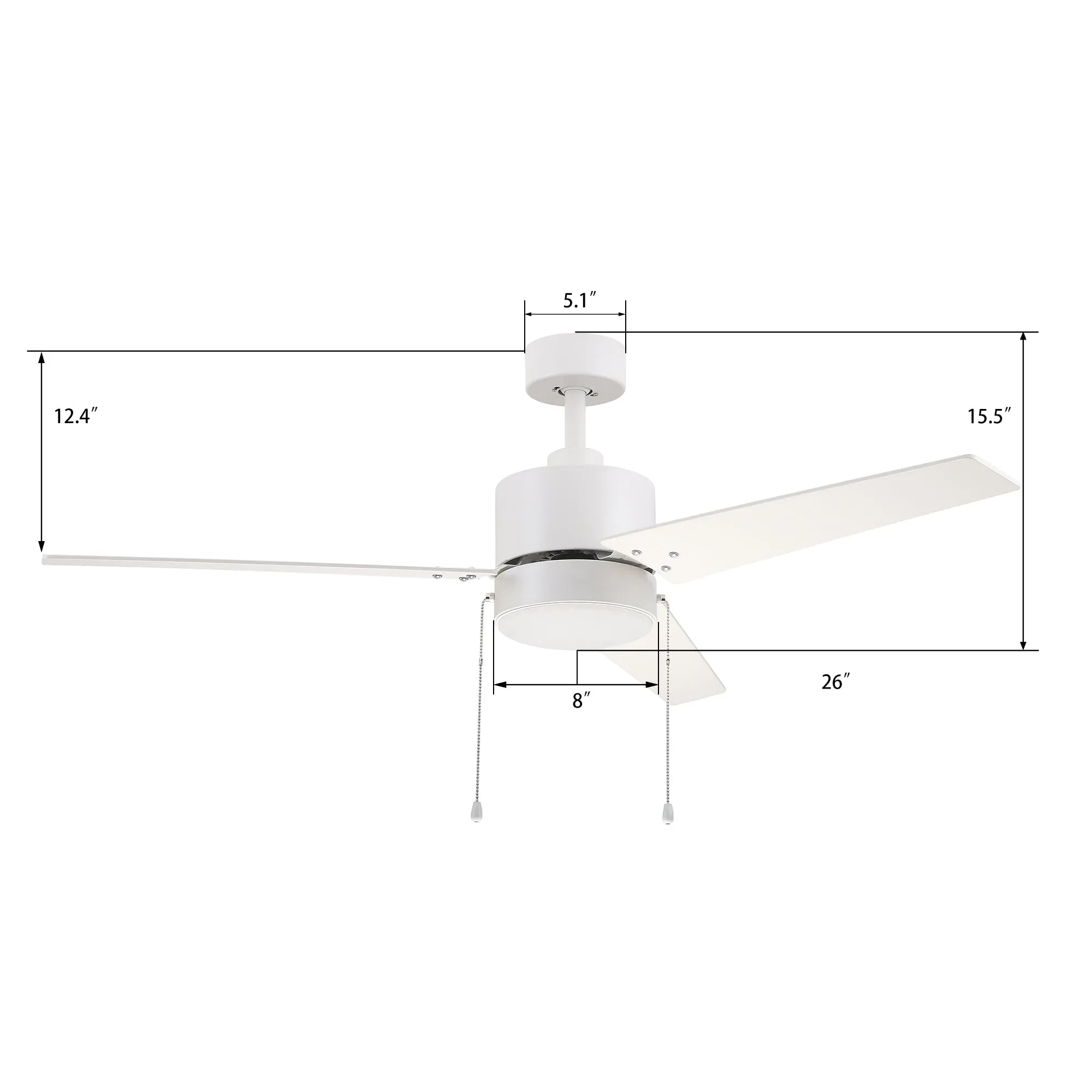 Dulac 52 Inch Ceiling Fan with LED Light and Pull Chain