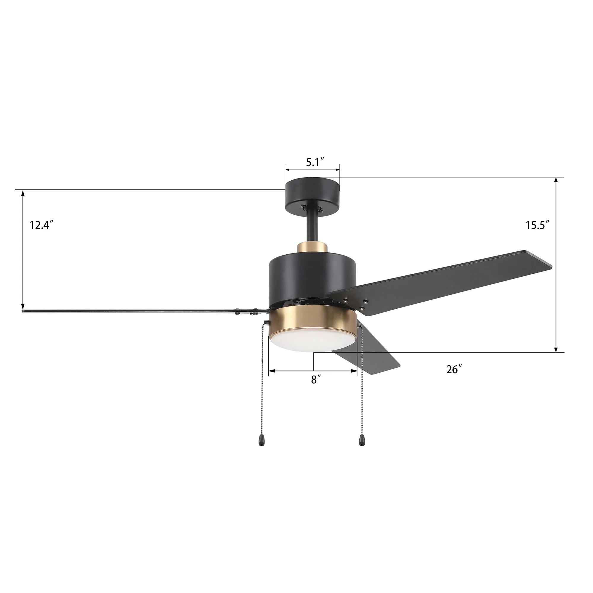 Dulac 52 Inch Ceiling Fan with LED Light and Pull Chain