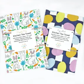 Easter Tea Towel Gift Set: Hippity Hop   Egg-cellent Printed Kitchen Towels