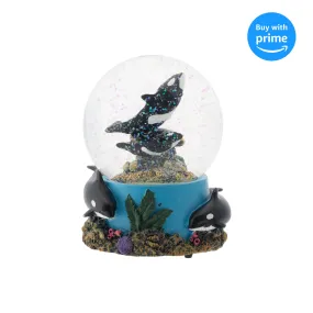 Elanze Designs Coral Reef Orca Pod 100MM Musical Snow Globe Plays Tune Wonderful World