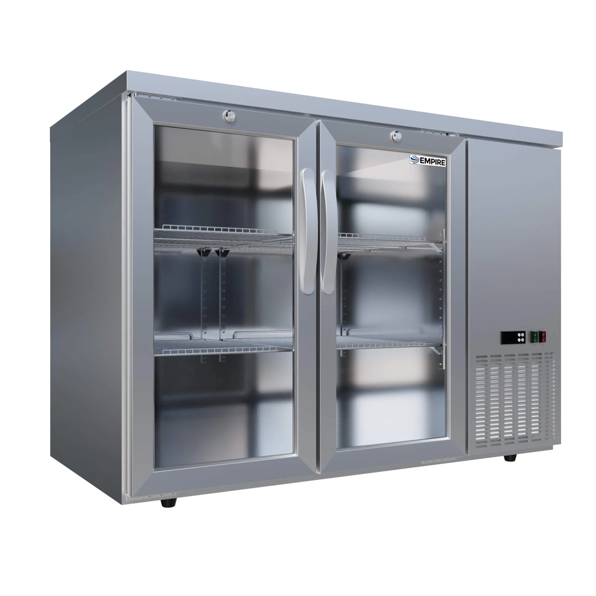 Empire Pro Line Stainless Steel Double Door Bottle Cooler Hinged Undercounter Side Cooling - CL-305HR