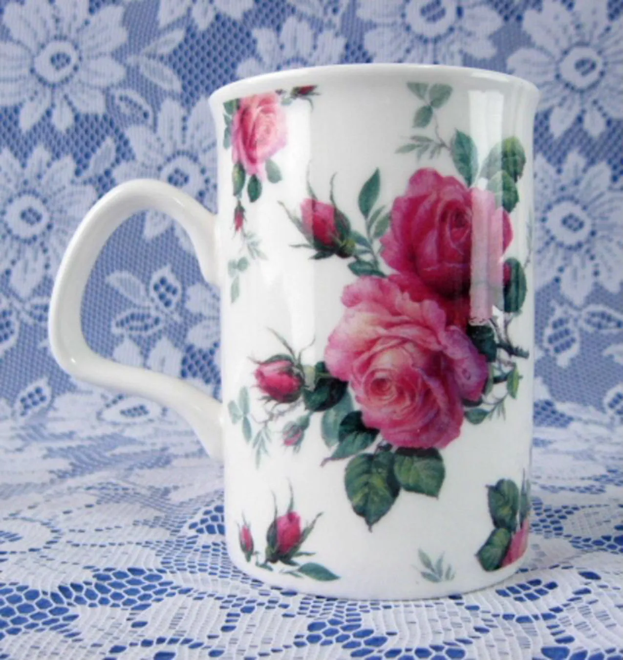 English Rose Chintz Mug Roy Kirkham Pink Roses English Bone China