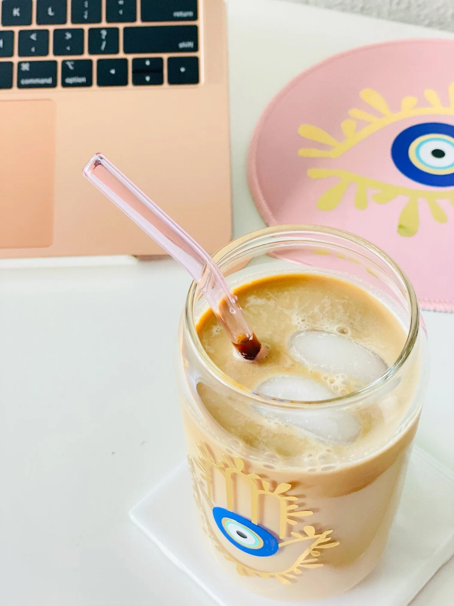 Evil Eye Glass Soda Beer With Glass Straw Can Hamsa Hand Cup Evil Eye Glasses Can Hamsa Hand Beer Glass Evil Eye Water Glasses