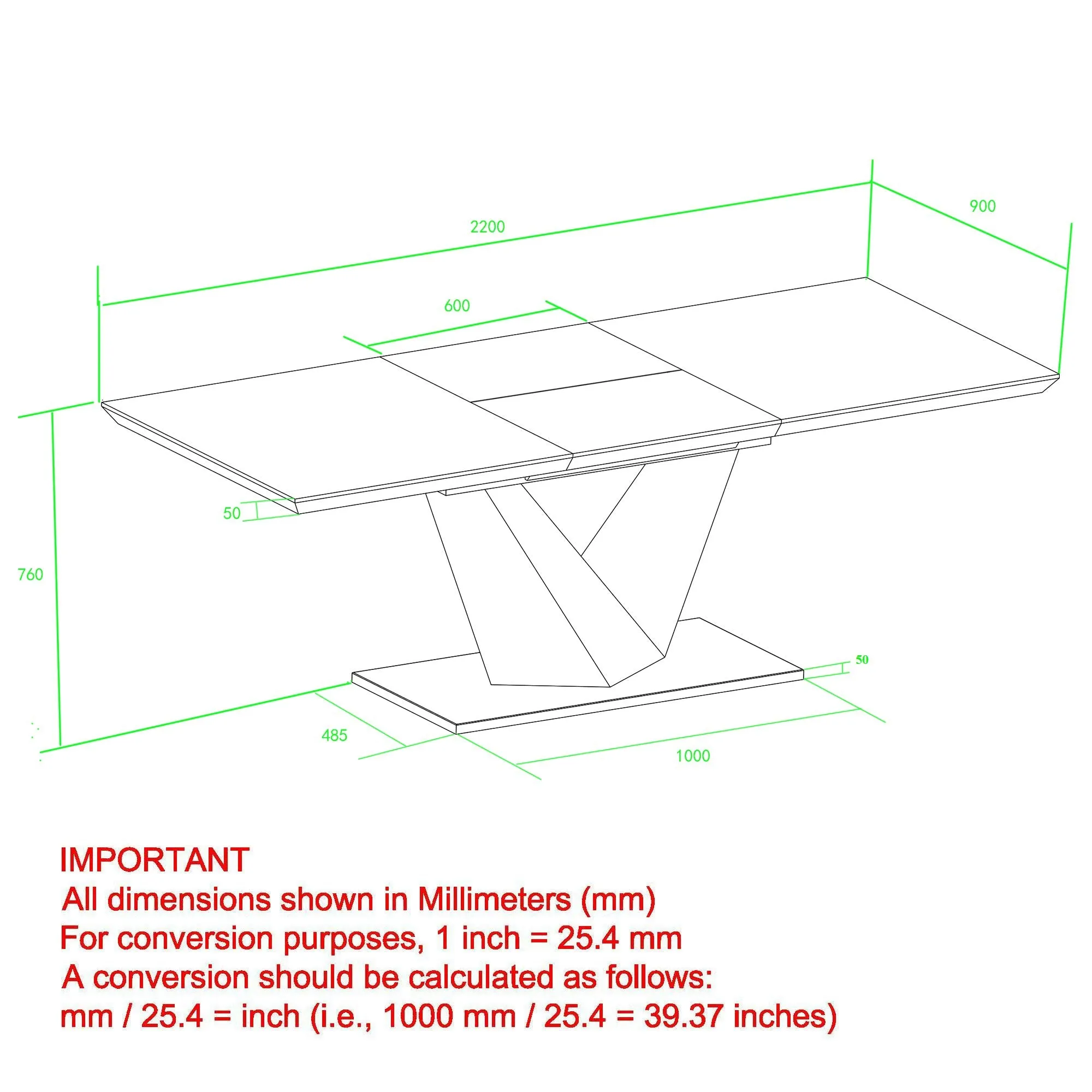 Extendable Rectangular Dining Table Eclipse Black