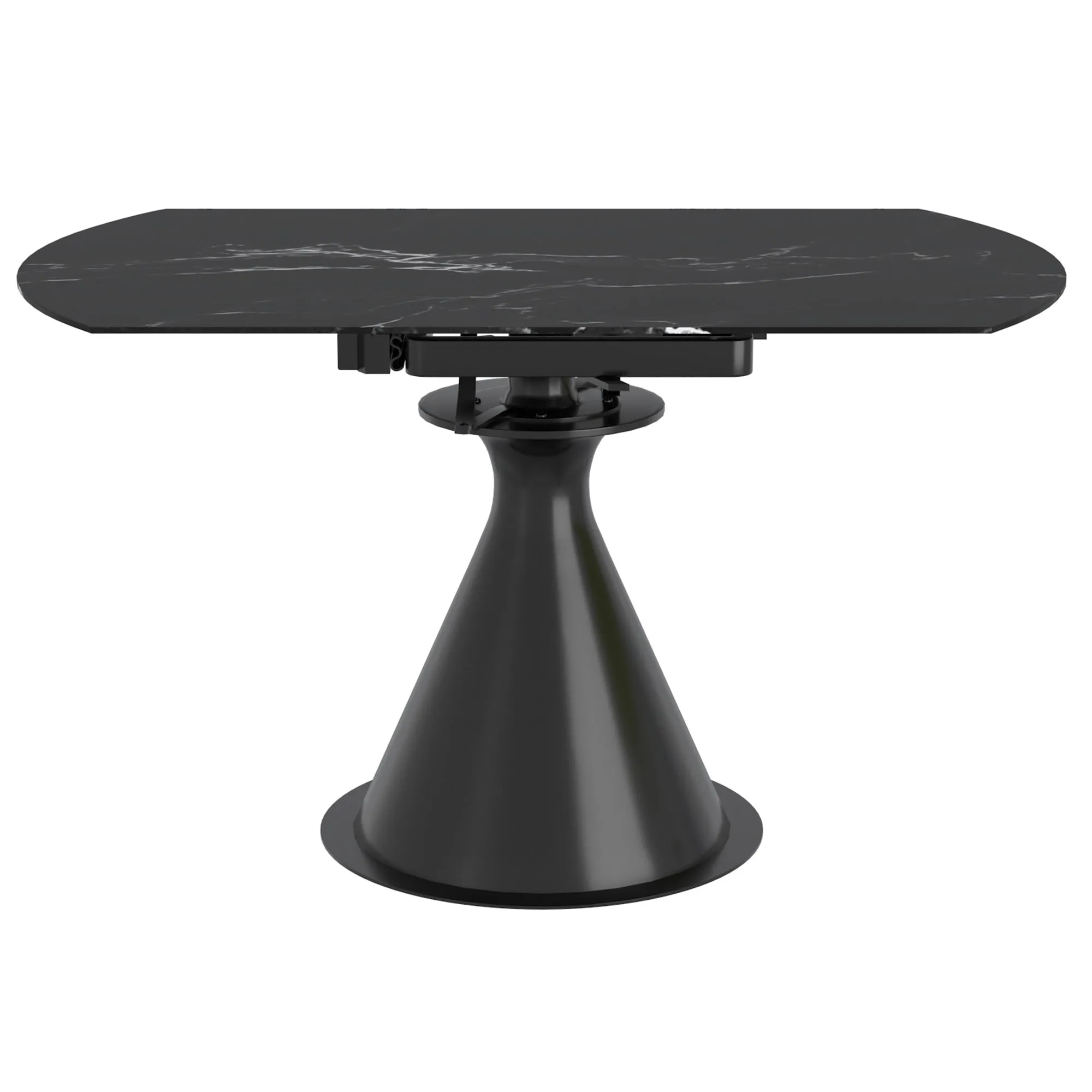 Extendable Round Pedestal Dining Table Calisto Black