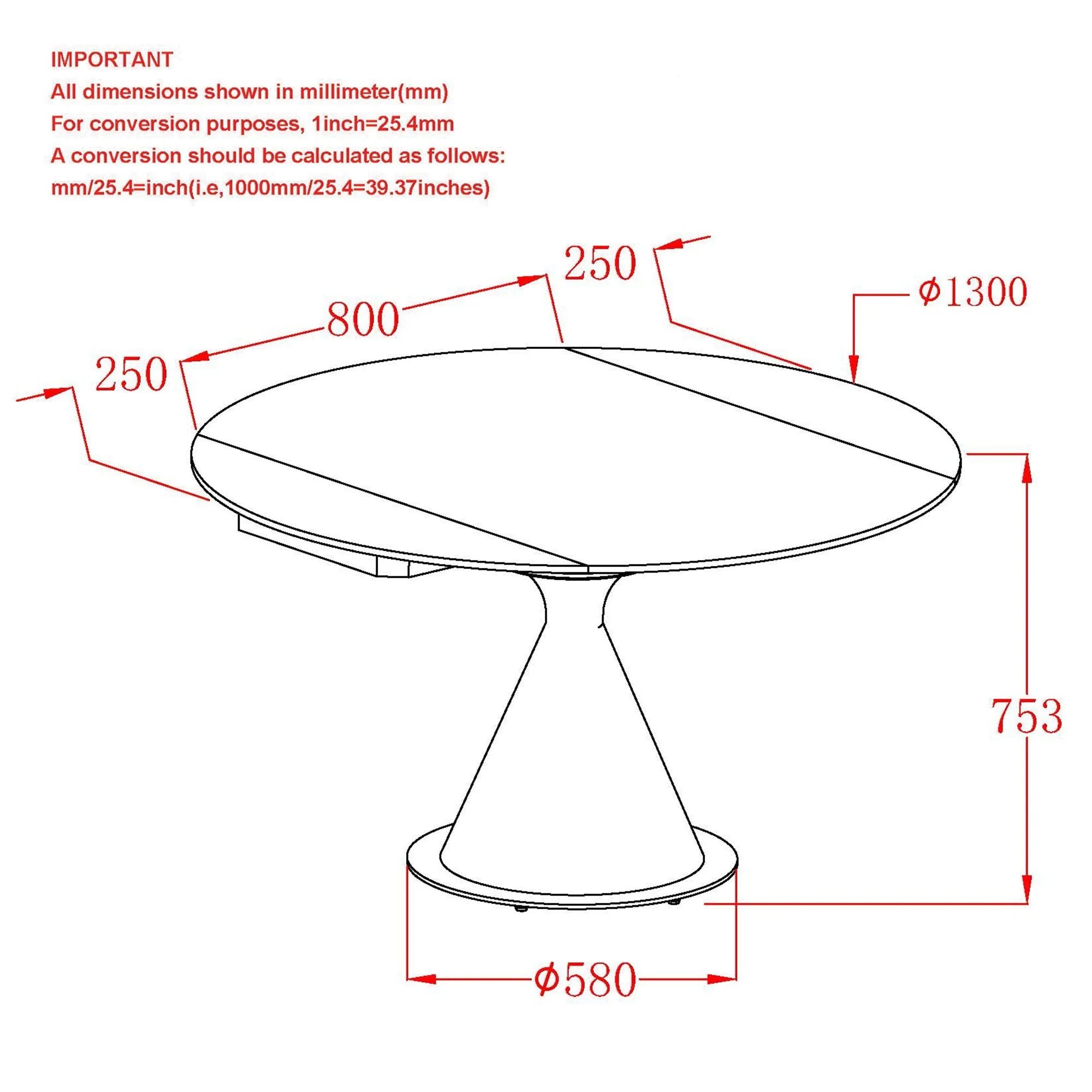 Extendable Round Pedestal Dining Table Calisto Black